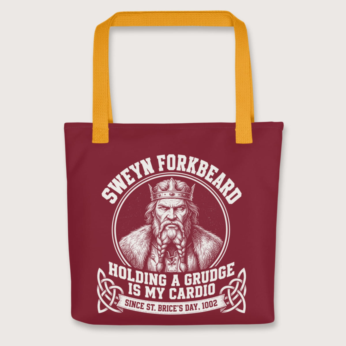 Yellow Sweyn Forkbeard Holding a Grudge Is My Cardio Bag - history buff gift by HistoHead