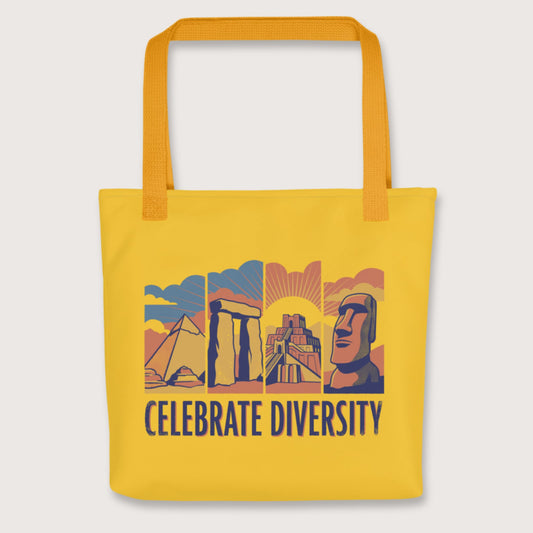 Yellow Celebrate Diversity Stone Wonders Edition Bag - history buff gift by HistoHead