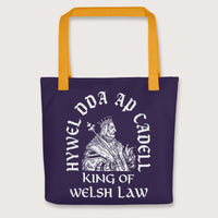 Yellow Hywel Dda King of Welsh Law Bag - history buff gift by HistoHead
