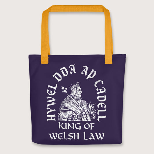 Yellow Hywel Dda King of Welsh Law Bag - history buff gift by HistoHead