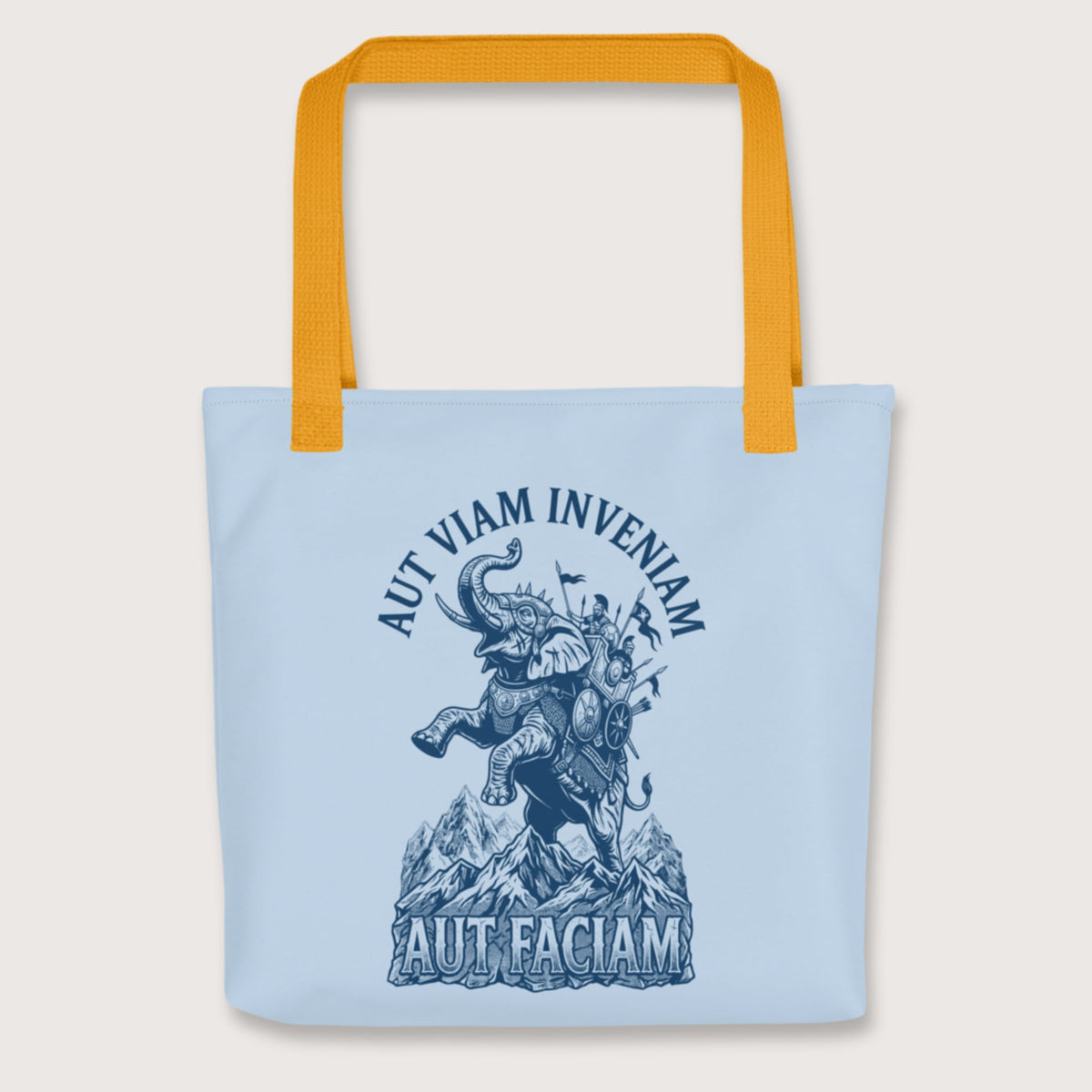 Yellow Aut Viam Inveniam Hannibal Quote Bag - history buff gift by HistoHead