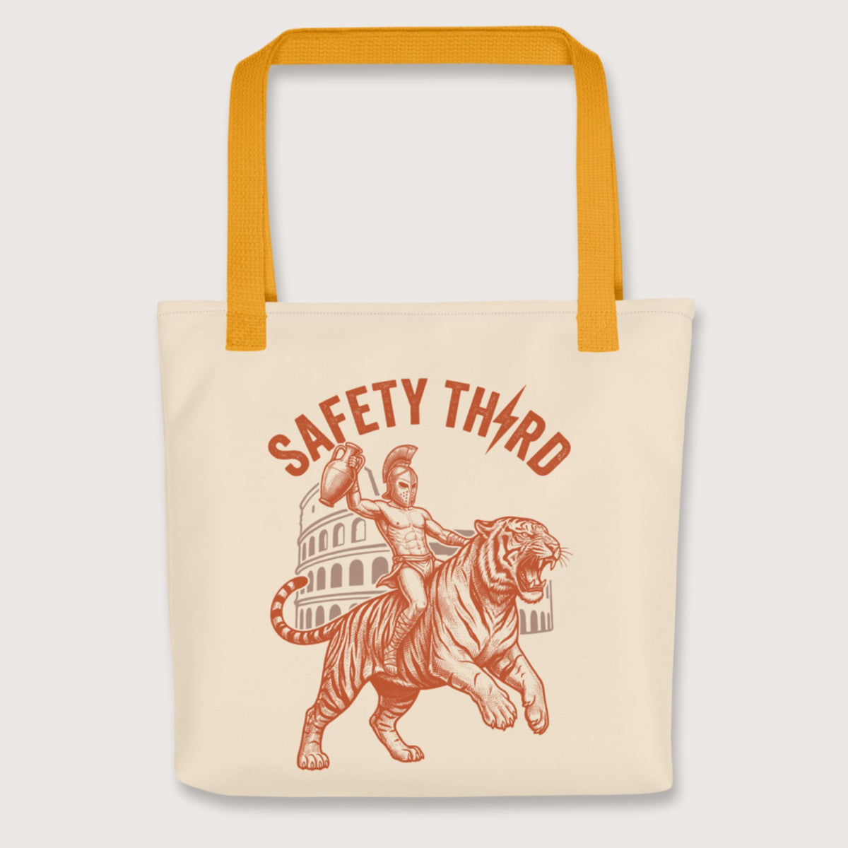Yellow Gladiator Safety Third Bag - history buff gift by HistoHead