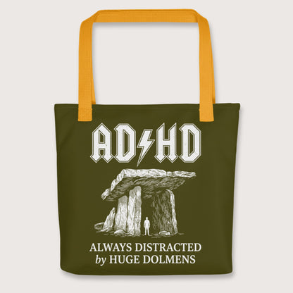Yellow Always Distracted by Huge Dolmens Bag - history buff gift by HistoHead