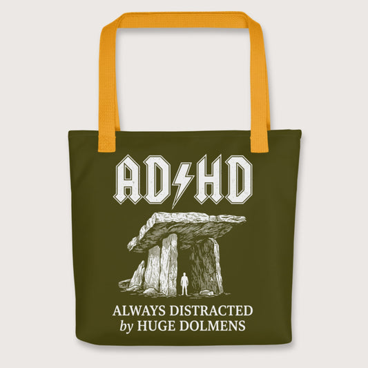 Yellow Always Distracted by Huge Dolmens Bag - history buff gift by HistoHead