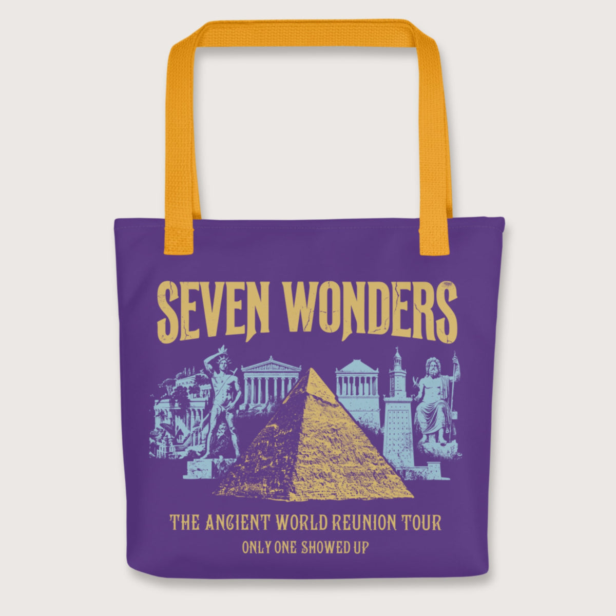 Yellow Seven Wonders Reunion Tour Bag - history buff gift by HistoHead