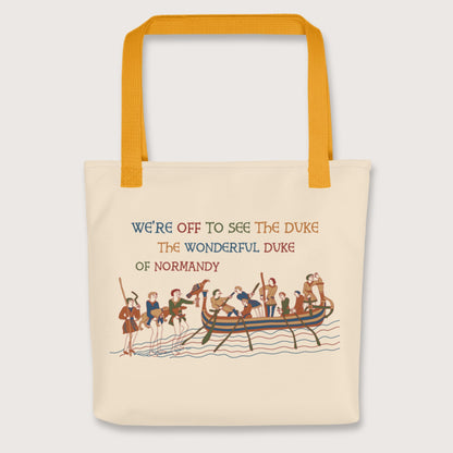 Yellow Bayeux Tapestry We're Off to See the Duke Bag - history buff gift by HistoHead