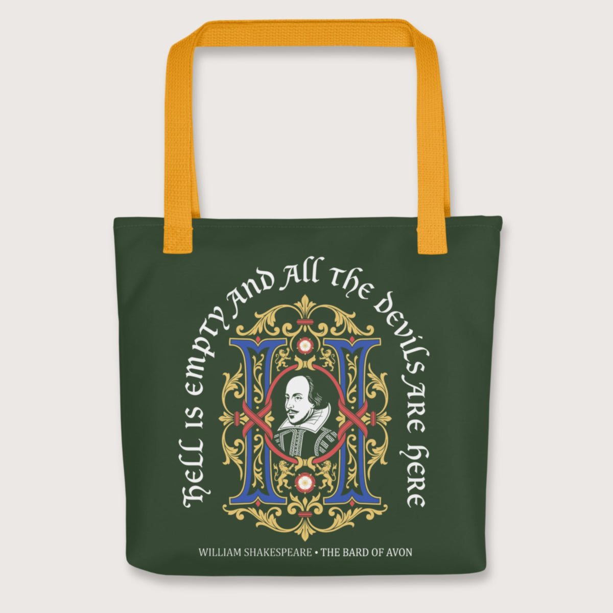Yellow Shakespeare Hell Is Empty Bag - history buff gift by HistoHead