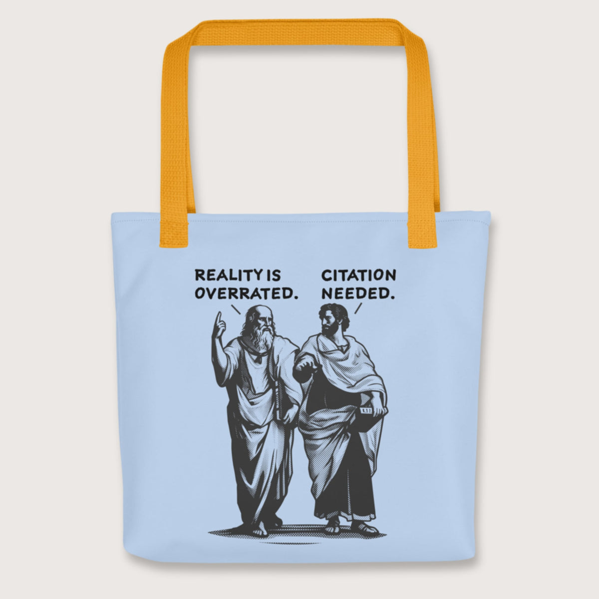 Yellow Plato & Aristotle Debate Bag - history buff gift by HistoHead