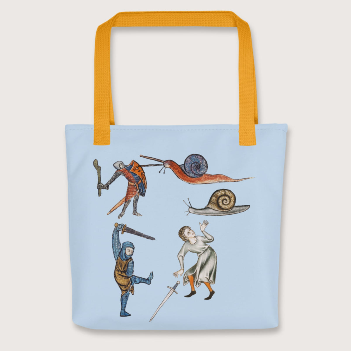 Yellow Medieval Marginalia Snail Enemy Bag - history buff gift by HistoHead