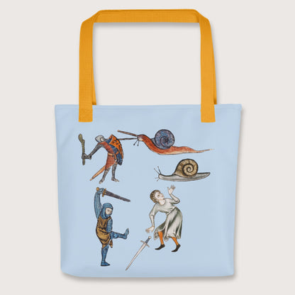 Yellow Medieval Marginalia Snail Enemy Bag - history buff gift by HistoHead