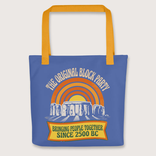 Yellow Stonehenge Block Party Bag - history buff gift by HistoHead