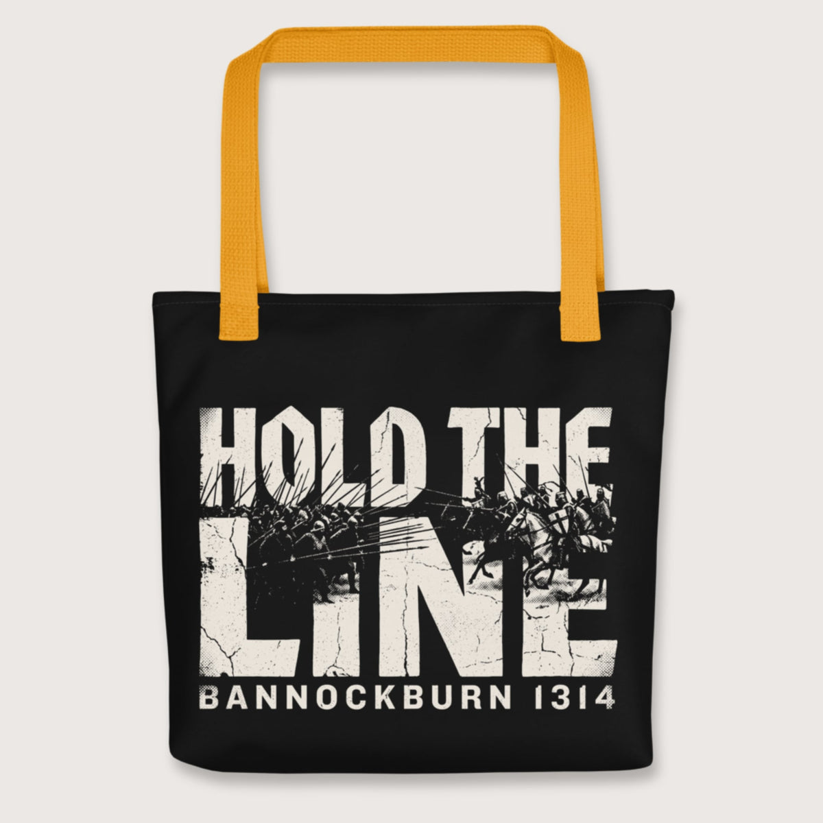 Yellow Hold The Line Bannockburn 1314 Bag - history buff gift by HistoHead