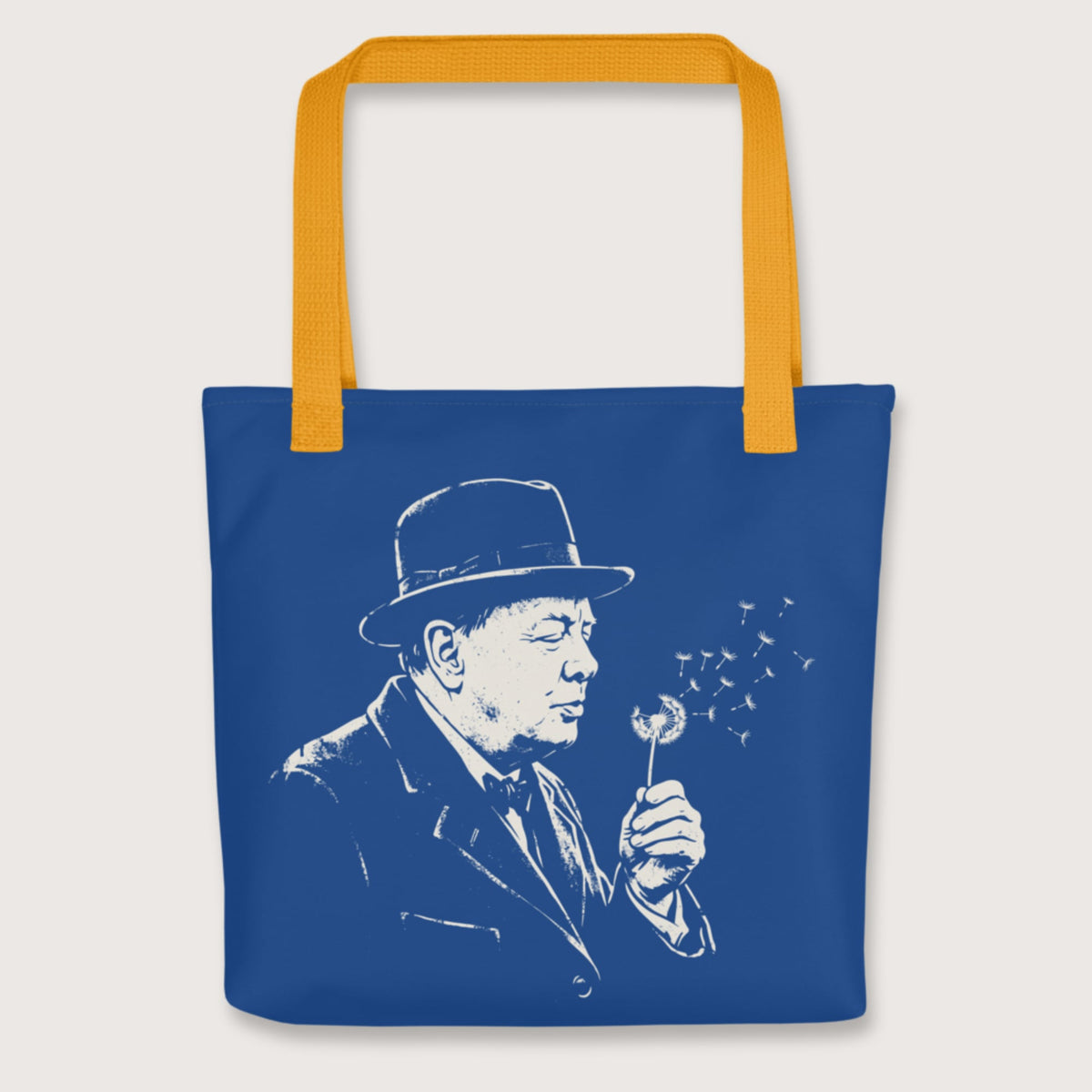 Yellow Winston Churchill Blowing Wishes Bag - history buff gift by HistoHead