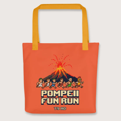 Yellow Pompeii Fun Run Pixel Art Bag - history buff gift by HistoHead