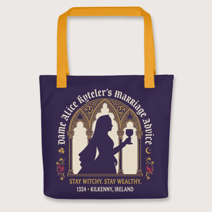 Yellow Alice Kyteler's Marriage Advice Bag - history buff gift by HistoHead