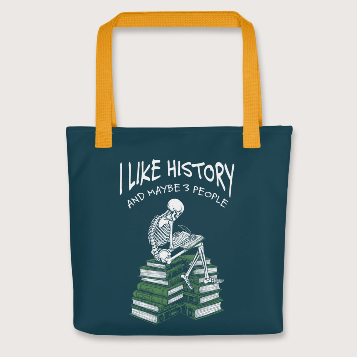 Yellow I Like History and Maybe 3 People Bag - history buff gift by HistoHead