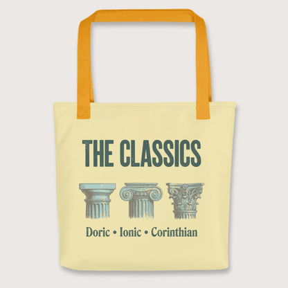 Yellow The Classics Doric Ionic Corinthian Bag - history buff gift by HistoHead