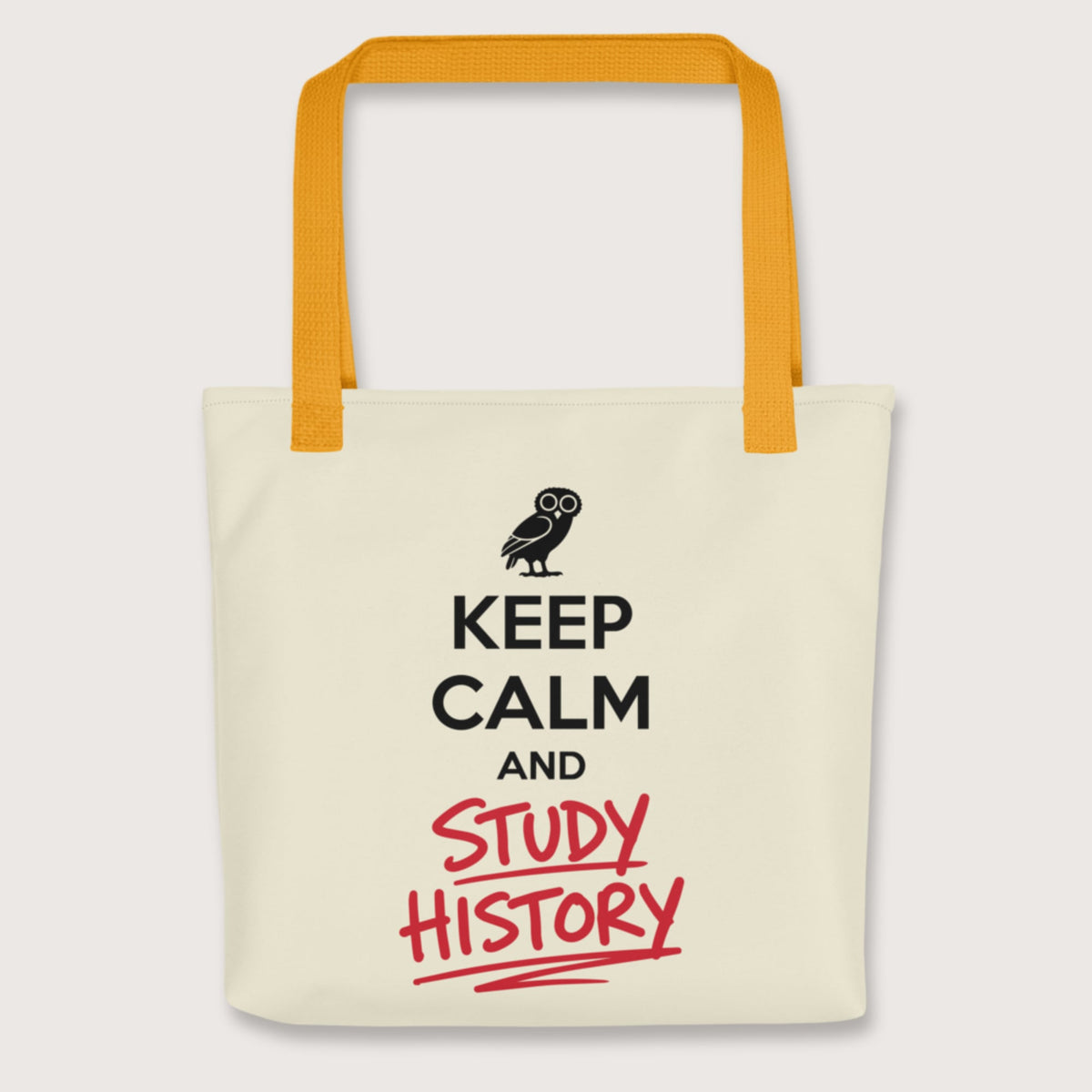 Yellow Keep Calm and Study History Bag - history buff gift by HistoHead