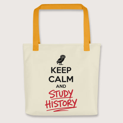 Yellow Keep Calm and Study History Bag - history buff gift by HistoHead