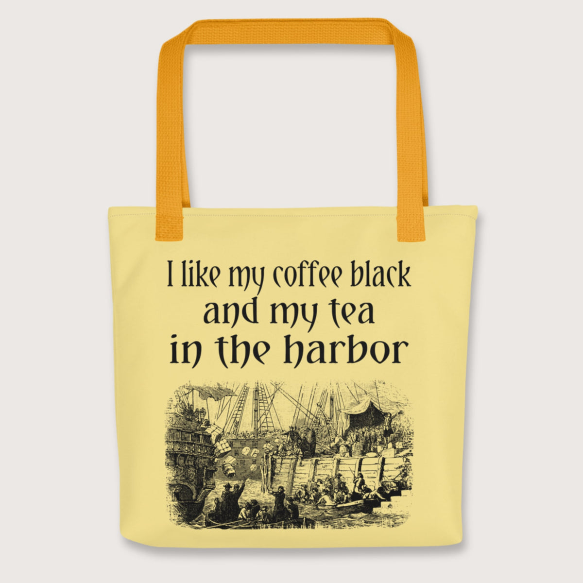 Yellow Coffee Black Tea in the Harbor Bag - history buff gift by HistoHead