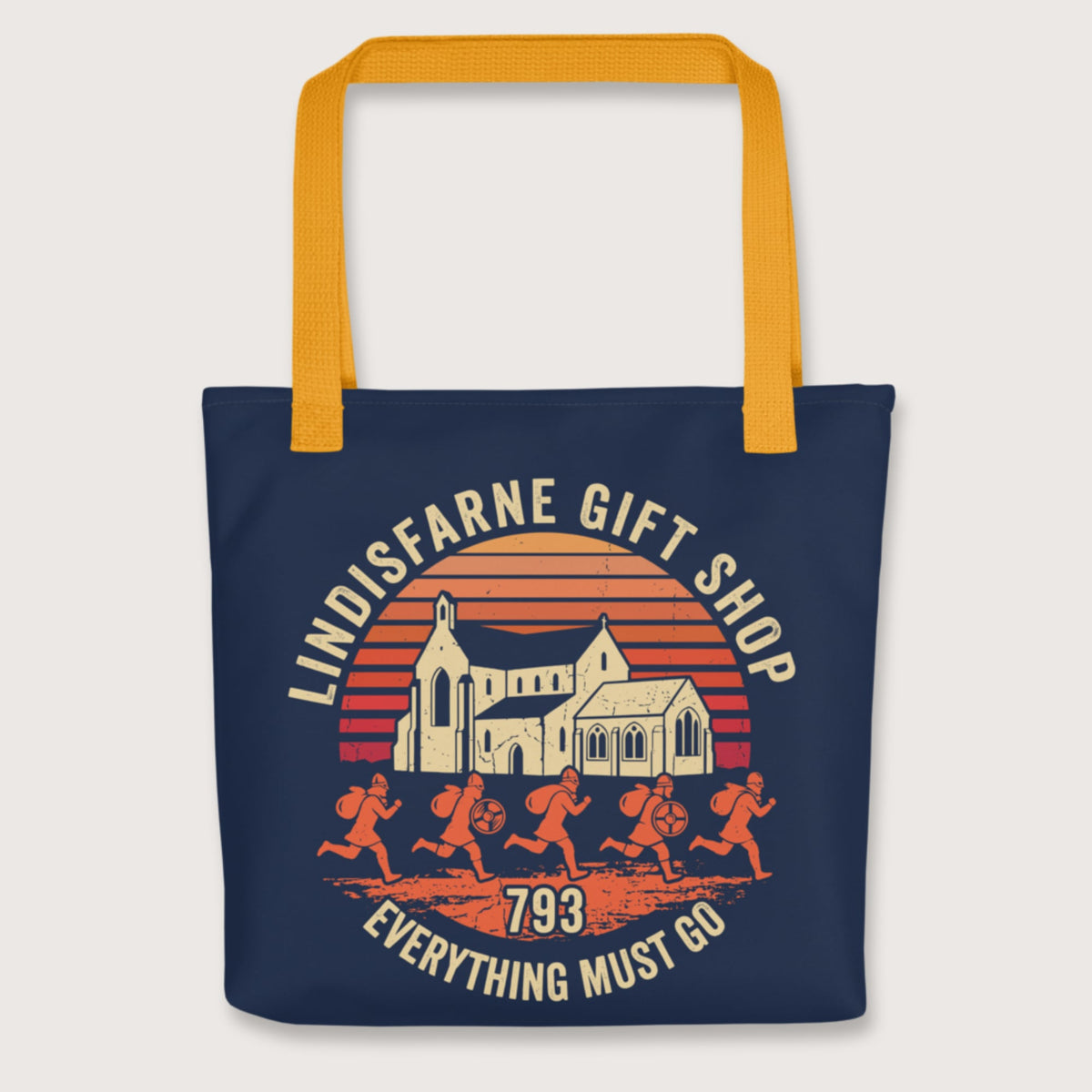 Yellow Lindisfarne Gift Shop 793 Bag - history buff gift by HistoHead