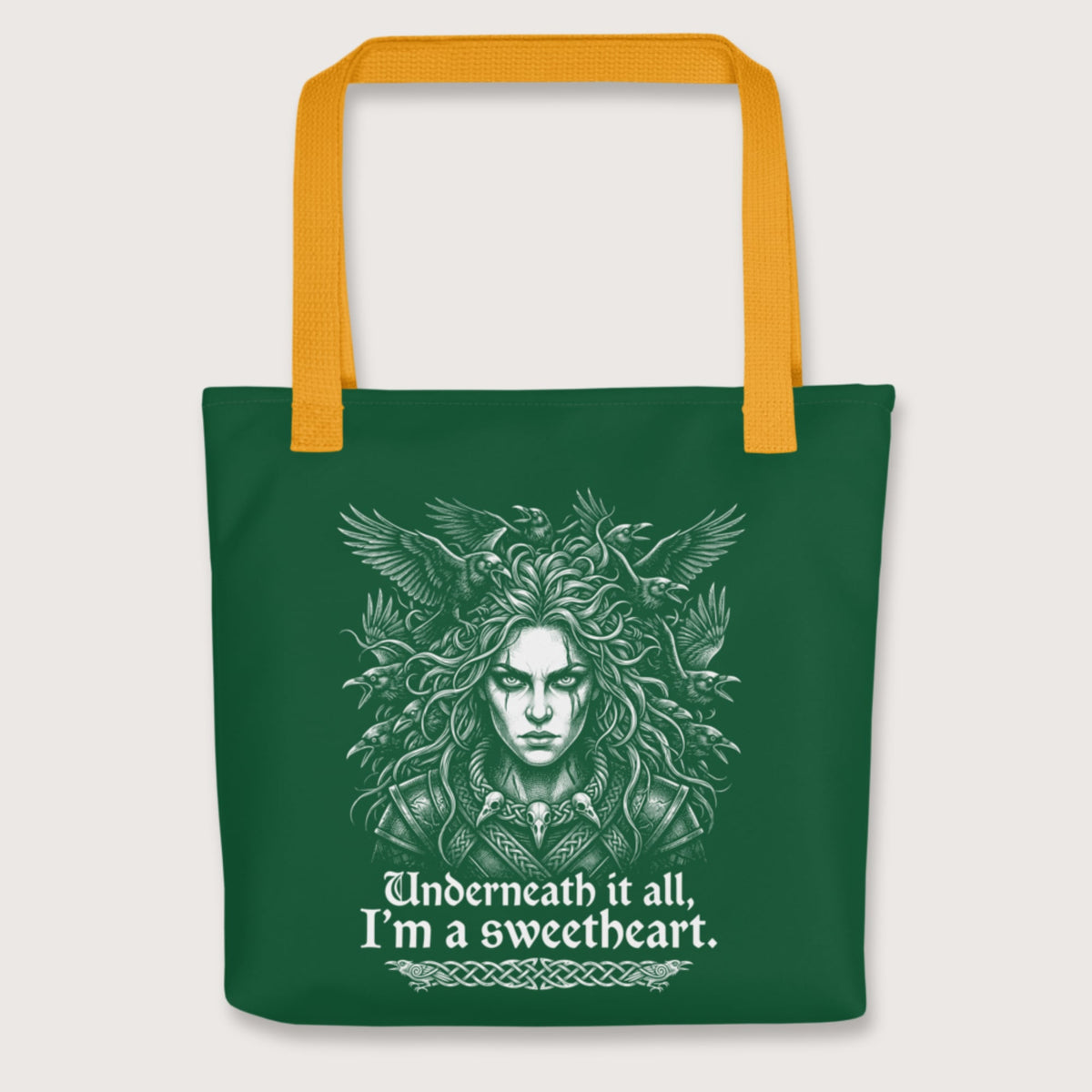 Yellow The Morrigan Underneath I'm a Sweetheart Bag - history buff gift by HistoHead