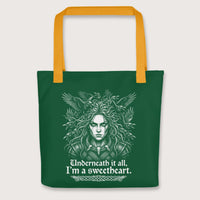Yellow The Morrigan Underneath I'm a Sweetheart Bag - history buff gift by HistoHead