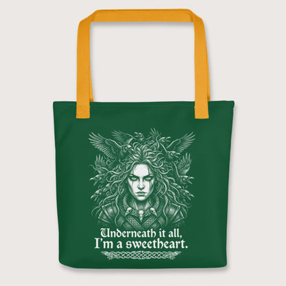 Yellow The Morrigan Underneath I'm a Sweetheart Bag - history buff gift by HistoHead