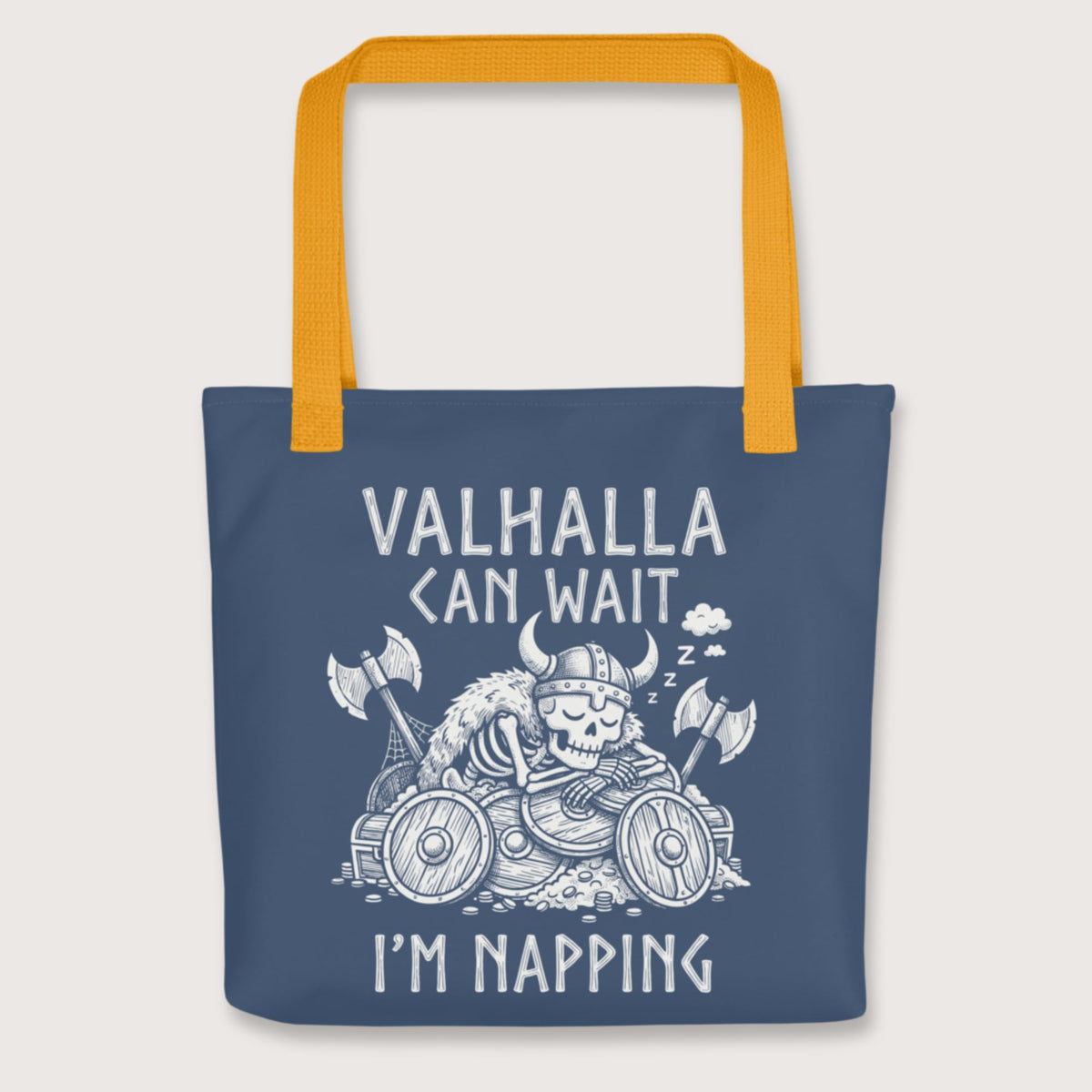 Yellow Valhalla Can Wait Bag - history buff gift by HistoHead