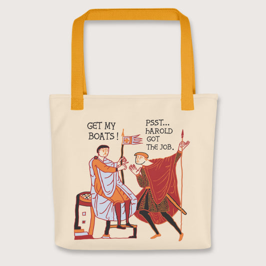 Yellow Bayeux Tapestry Harold Got the Job Bag - history buff gift by HistoHead