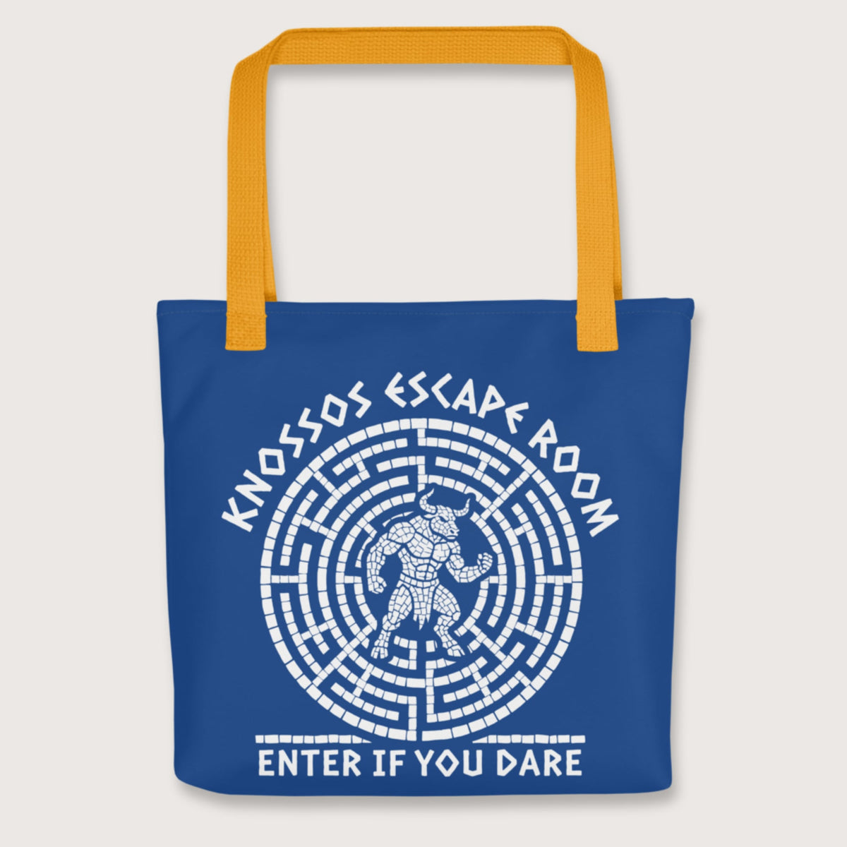 Yellow Knossos Escape Room Enter If You Dare Bag - history buff gift by HistoHead