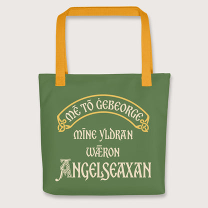 Yellow In My Defense My Ancestors Were Anglo-Saxons in Old English Bag - history buff gift by HistoHead