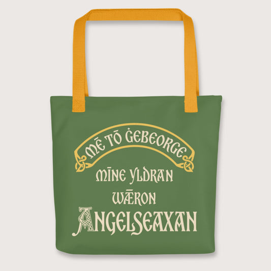 Yellow In My Defense My Ancestors Were Anglo-Saxons in Old English Bag - history buff gift by HistoHead
