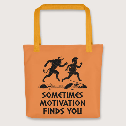 Yellow Motivation Finds You Minotaur Edition Bag - history buff gift by HistoHead