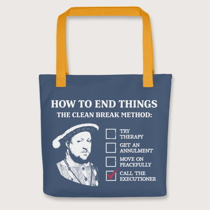 Yellow Henry VIII's Breakup Guide Bag - history buff gift by HistoHead
