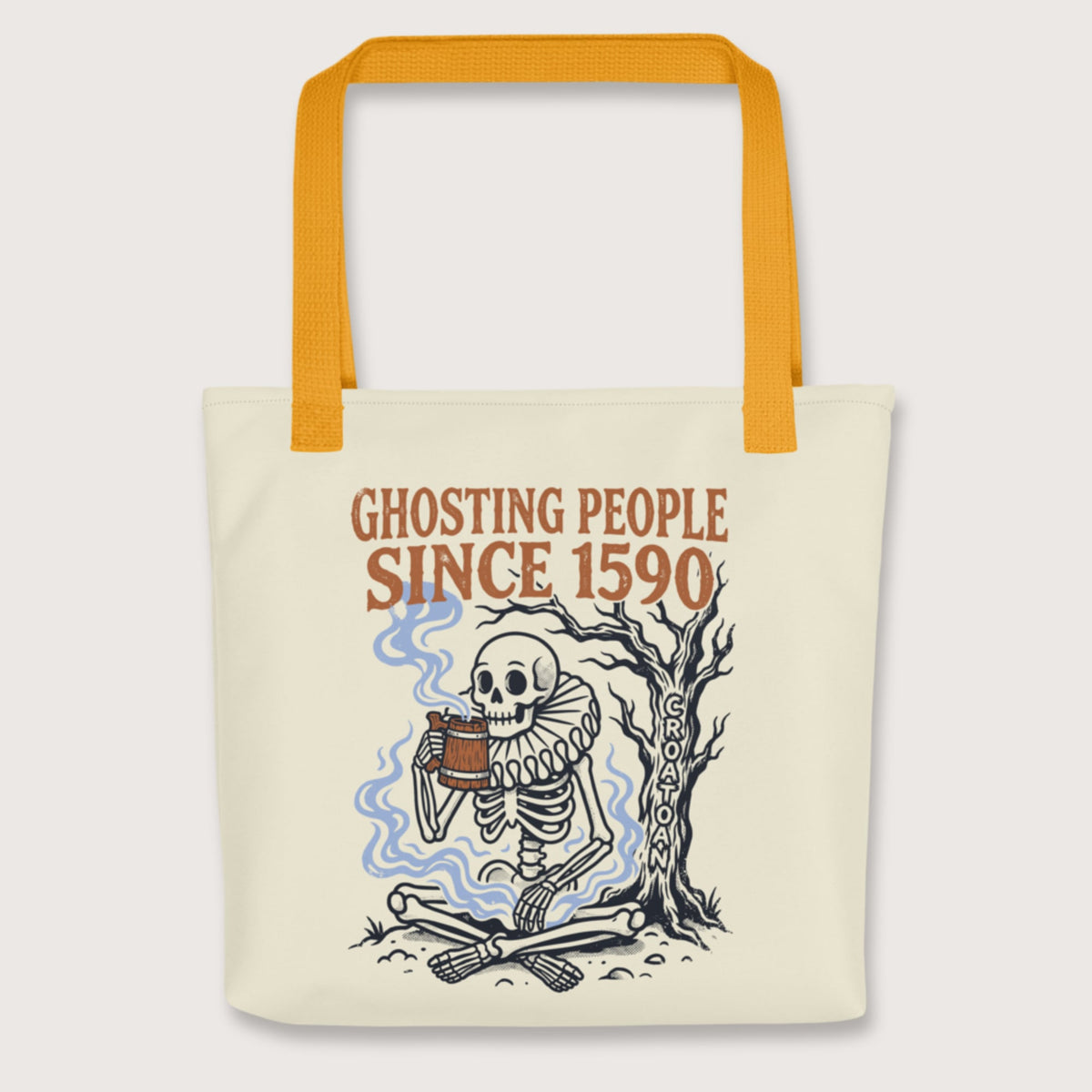 Yellow Roanoke Colony Ghosting Since 1590 Bag - history buff gift by HistoHead