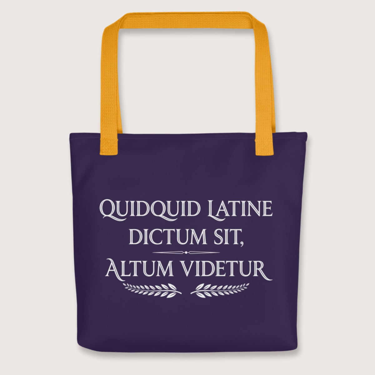 Yellow Whatever Is Said in Latin Seems Deep Bag - history buff gift by HistoHead