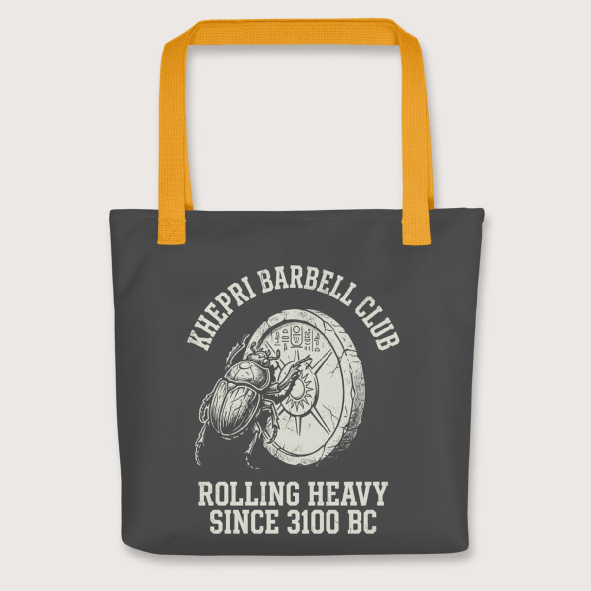Yellow Khepri Barbell Club Bag - history buff gift by HistoHead