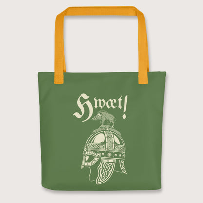 Yellow Hwæt Boar-Crested Helmet Bag - history buff gift by HistoHead