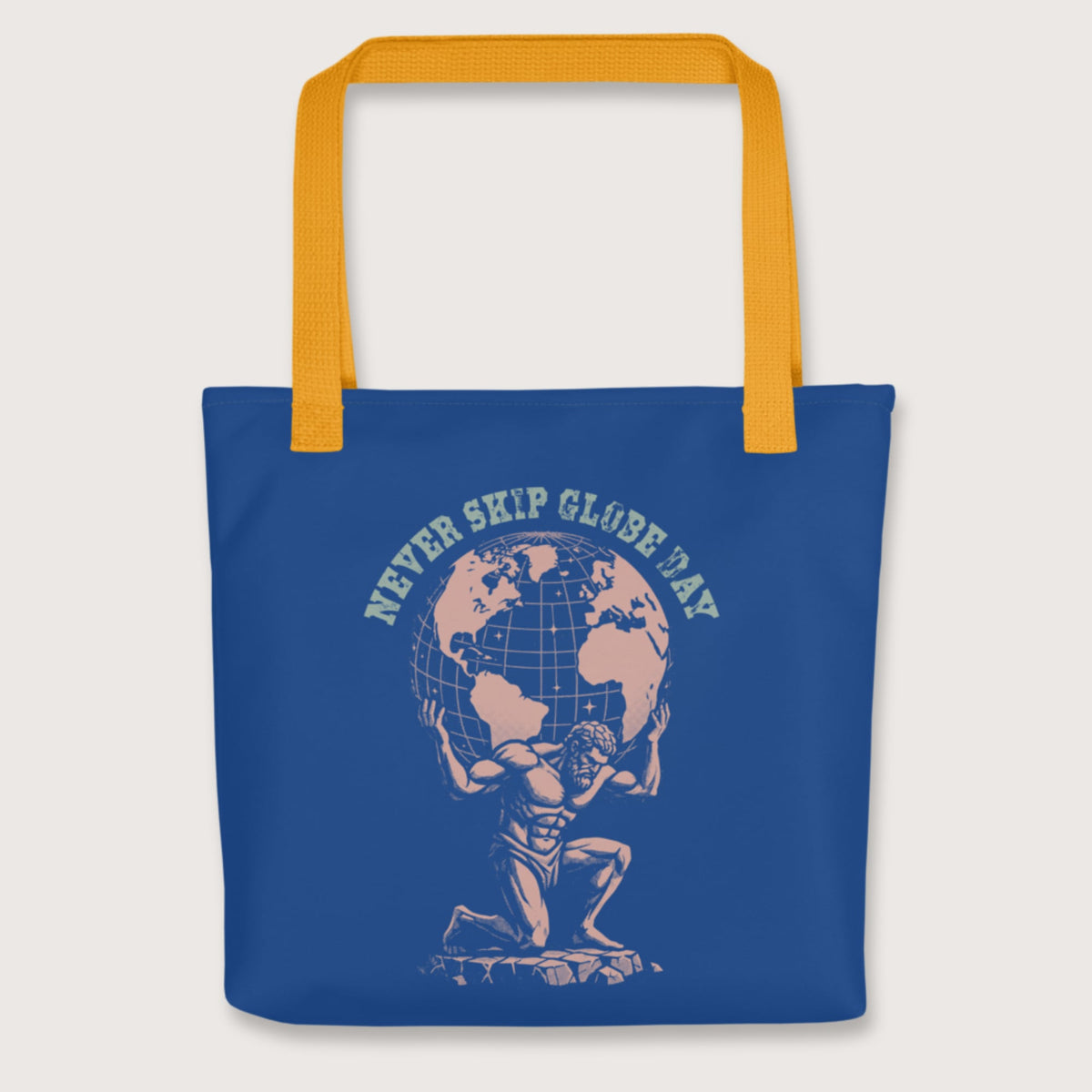 Yellow Atlas Never Skip Globe Day Bag - history buff gift by HistoHead