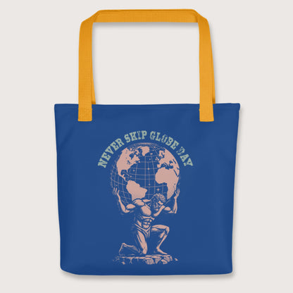 Yellow Atlas Never Skip Globe Day Bag - history buff gift by HistoHead