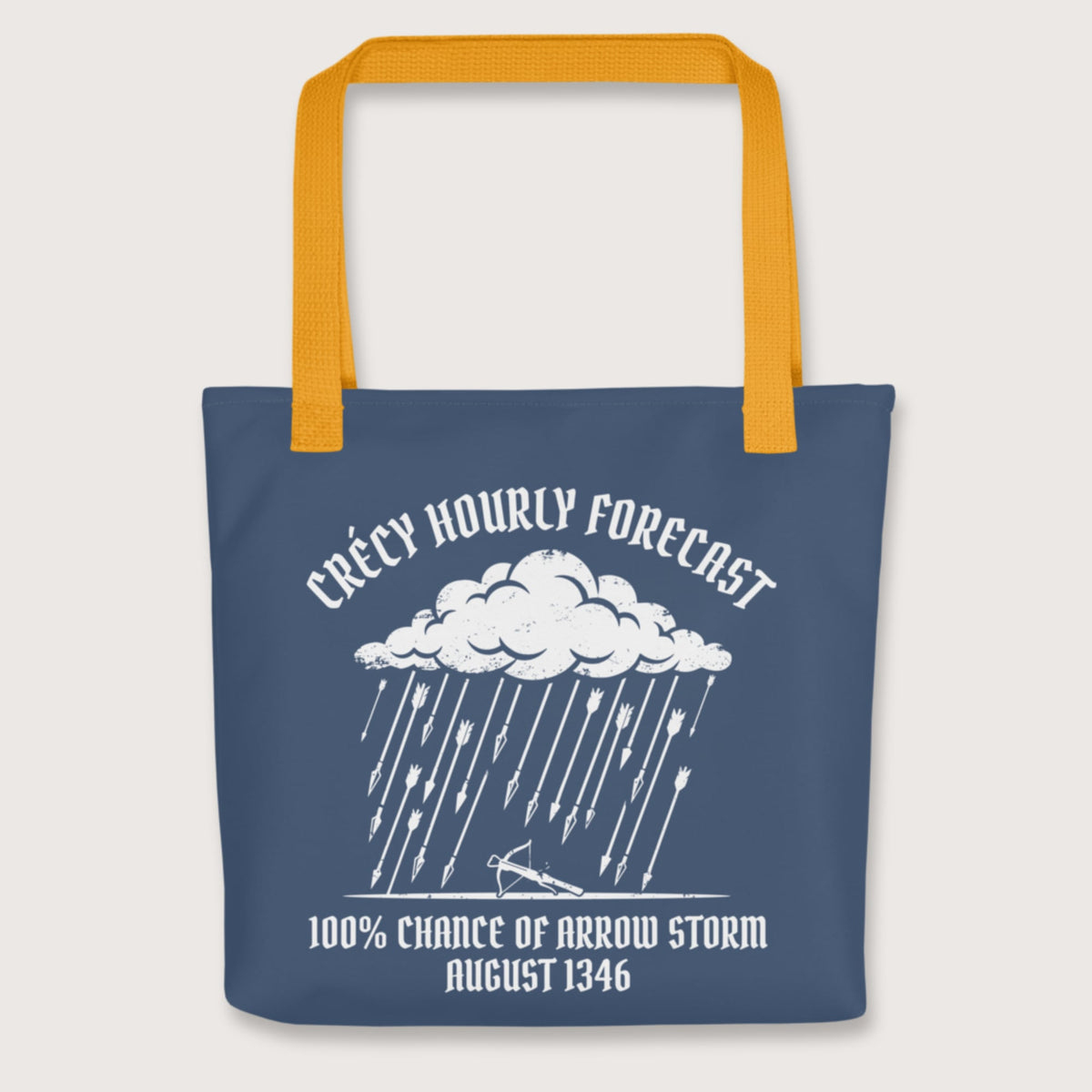 Yellow Crecy Arrow Storm Forecast Bag - history buff gift by HistoHead