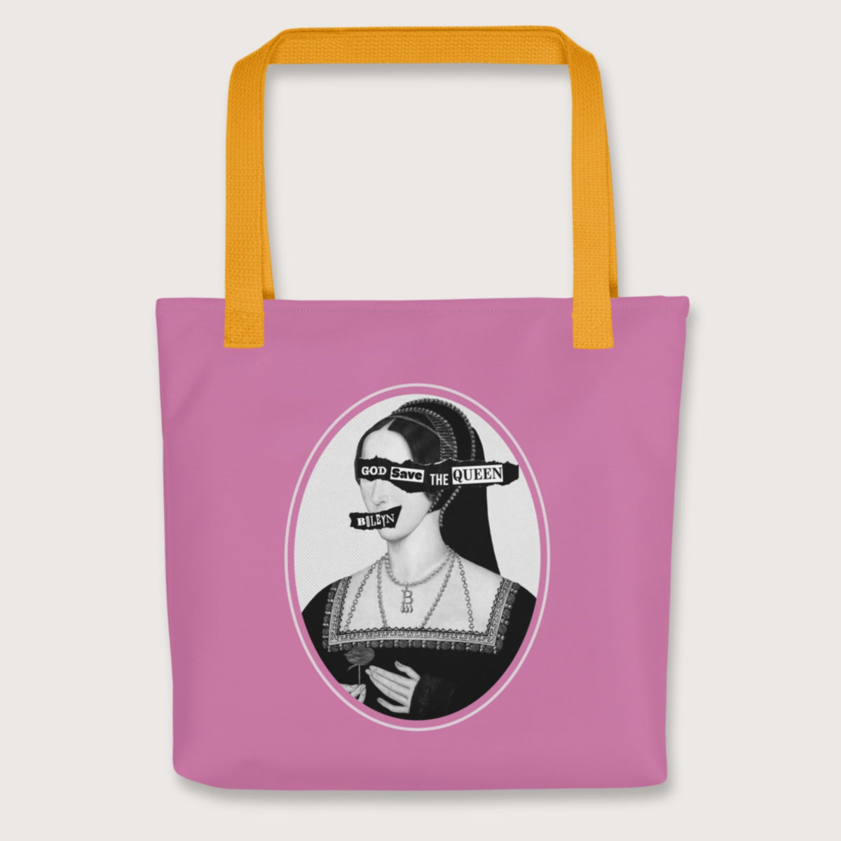 Yellow God Save the Queen Anne Boleyn Bag - history buff gift by HistoHead