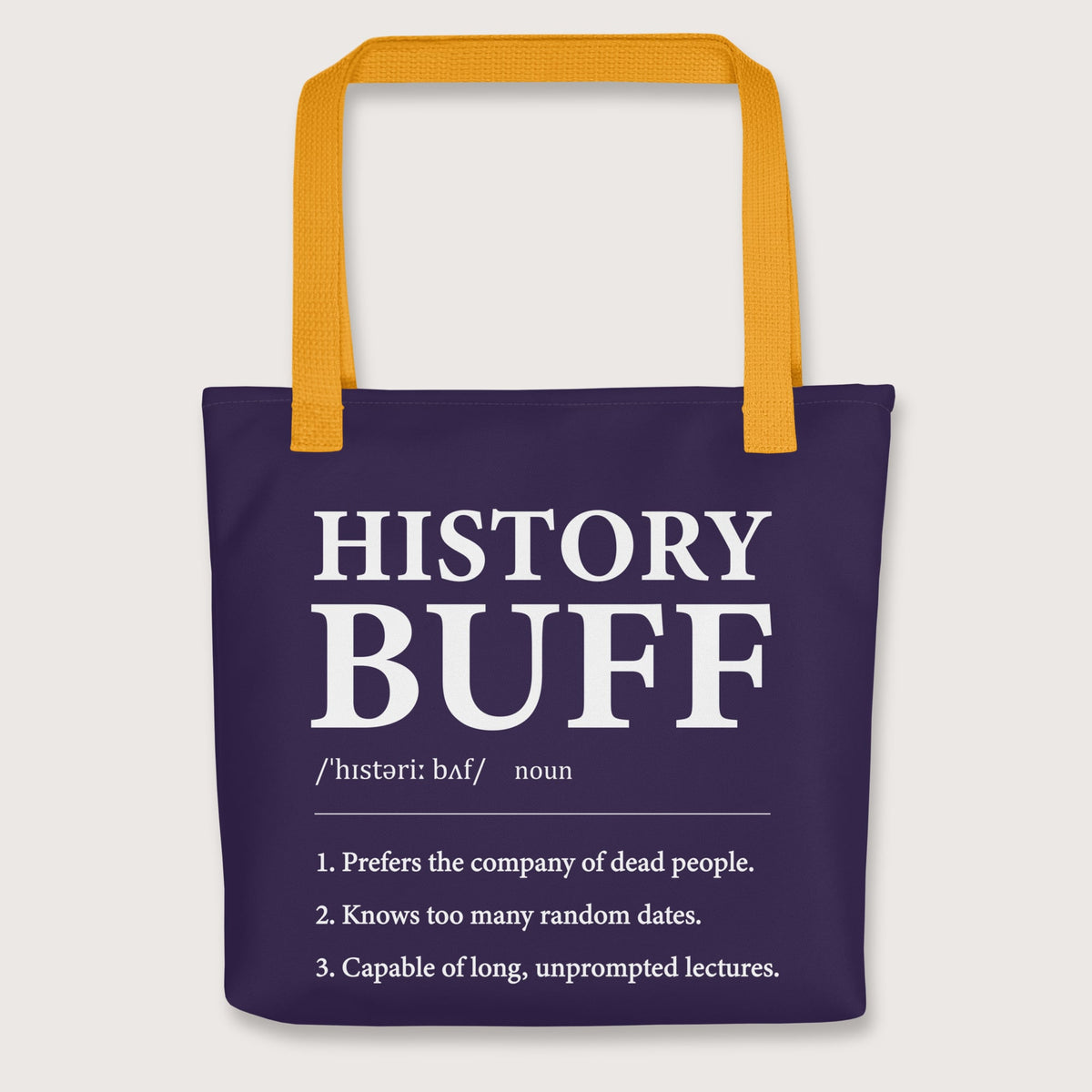 Yellow History Buff Definition Bag - history buff gift by HistoHead