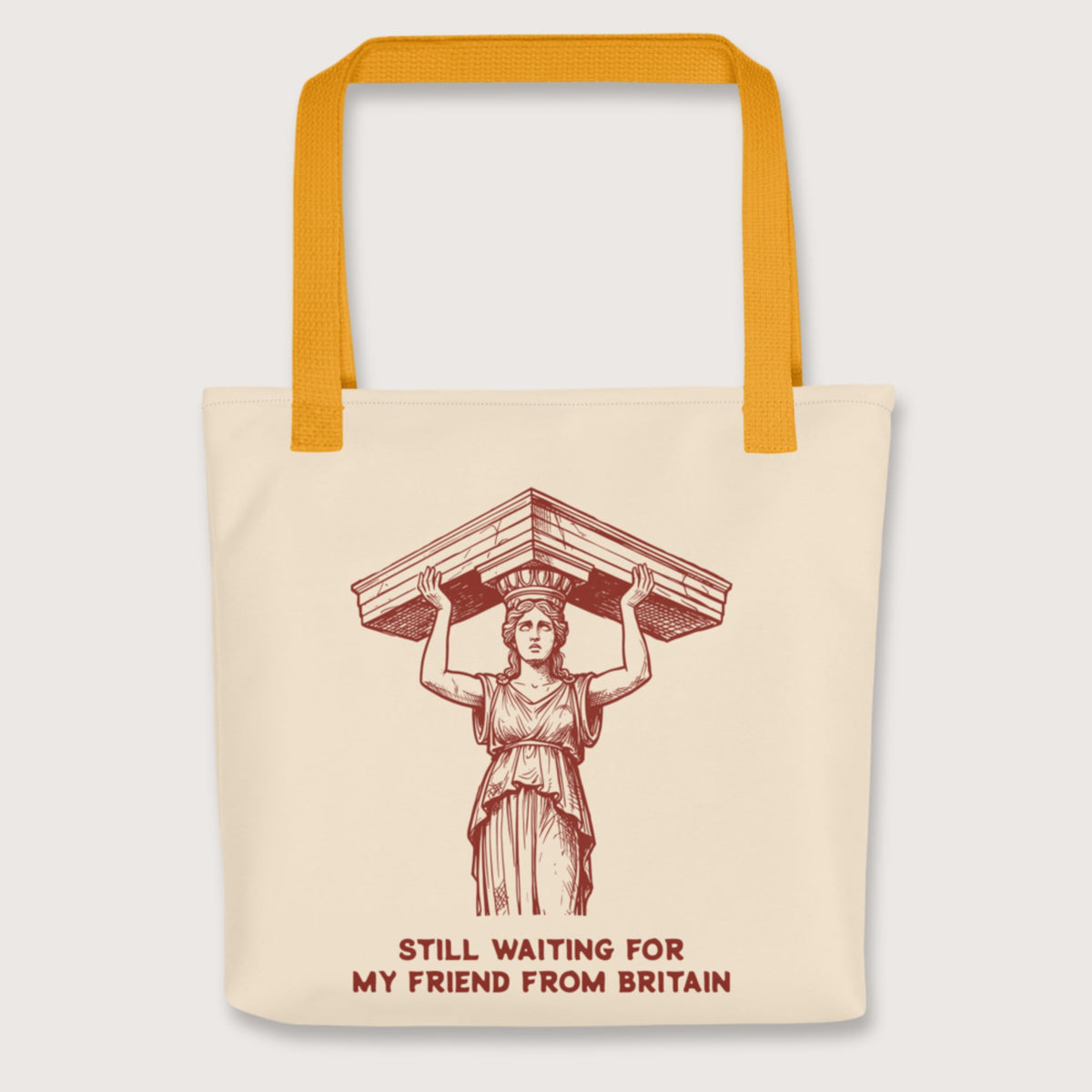 Yellow Caryatid Waiting for Her Friend Bag - history buff gift by HistoHead