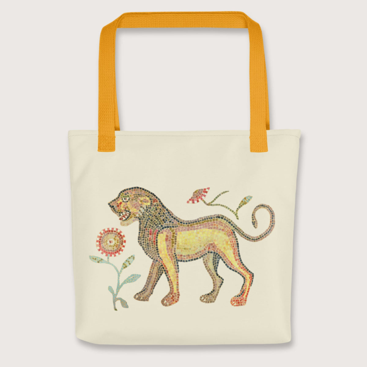 Yellow Ancient Roman Mosaic Lion Bag - history buff gift by HistoHead