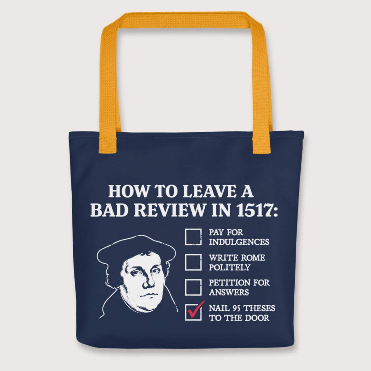 Yellow Martin Luther's Conflict Resolution Bag - history buff gift by HistoHead
