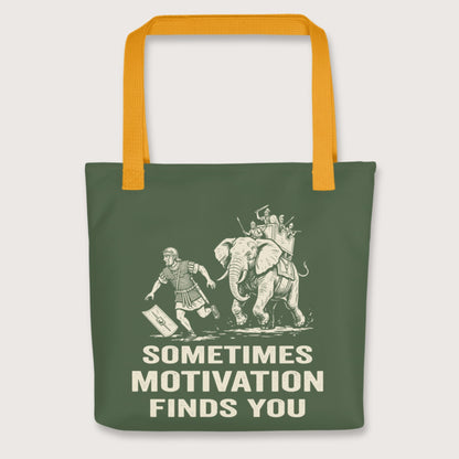 Yellow Motivation Finds You War Elephant Edition Bag - history buff gift by HistoHead