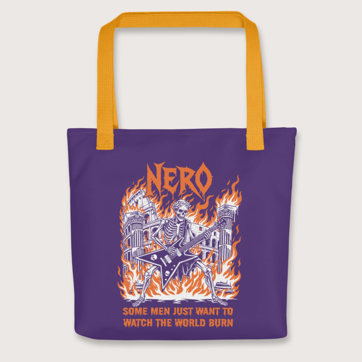 Yellow Nero Watch the World Burn Bag - history buff gift by HistoHead