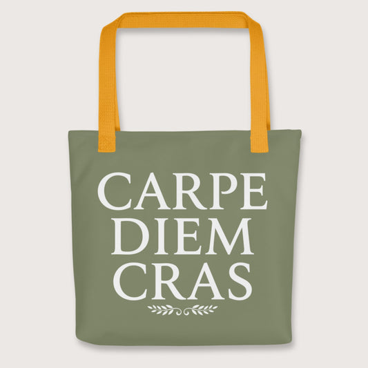 Yellow Seize the Day Tomorrow in Latin Bag - history buff gift by HistoHead